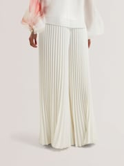أبيض - Ted Baker Haryx-Pleated Wide Leg Crepe Trousers - صورة 5 من 8