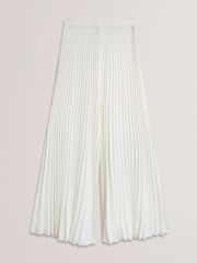 أبيض - Ted Baker Haryx-Pleated Wide Leg Crepe Trousers - صورة 6 من 8