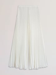 أبيض - Ted Baker Haryx-Pleated Wide Leg Crepe Trousers - صورة 7 من 8