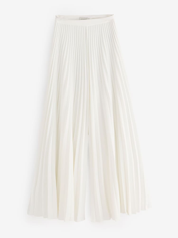 أبيض - Ted Baker Haryx-Pleated Wide Leg Crepe Trousers - صورة 8 من 8