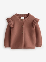 Rust Brown Baby Frill 100% Cotton Cardigan - Image 1 of 1