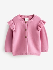 Pink Baby Frill 100% Cotton Cardigan - Image 1 of 1