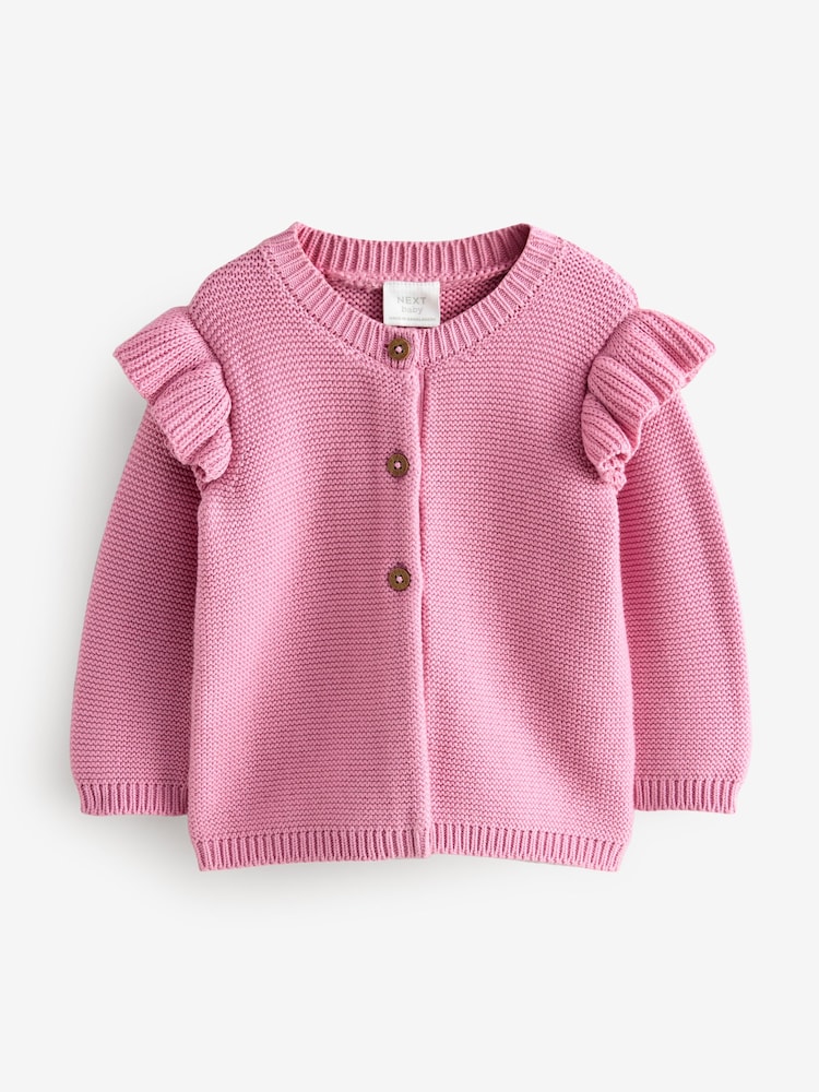 Pink Baby Frill 100% Cotton Cardigan - Image 1 of 1