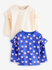 Blue Flower Frill Long Sleeve T-Shirts 2 Pack - Image 1 of 3