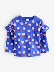 Blue Flower Frill Long Sleeve T-Shirts 2 Pack - Image 2 of 3