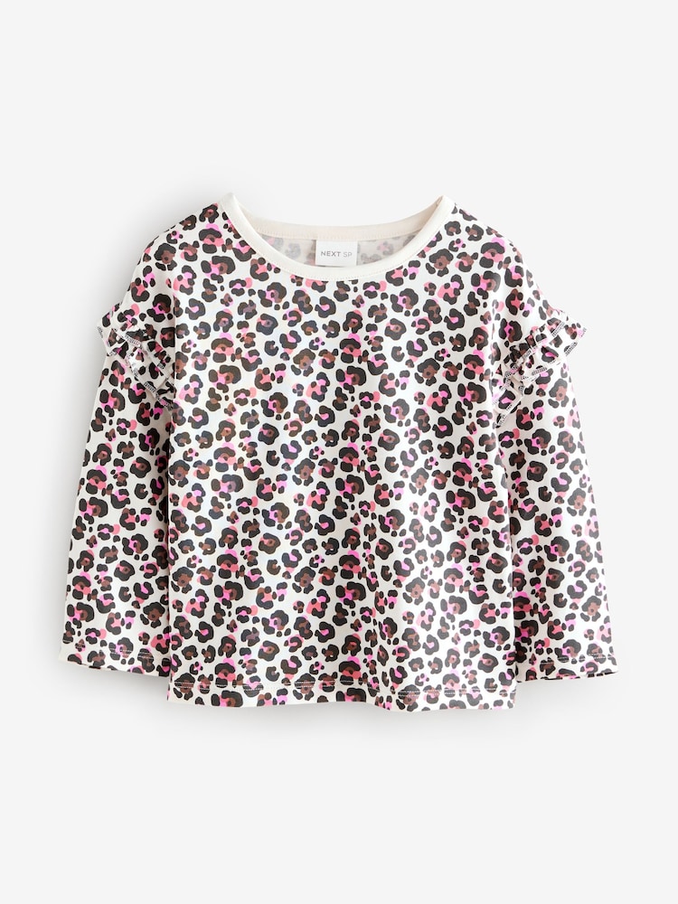 Pink Animal Print Frill T-Shirts 3 Pack - Image 2 of 4