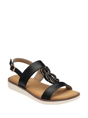 Lotus Black Low Wedges Sandals - Image 1 of 4