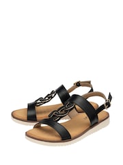 Lotus Black Low Wedges Sandals - Image 2 of 4
