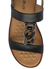 Lotus Black Low Wedges Sandals - Image 4 of 4