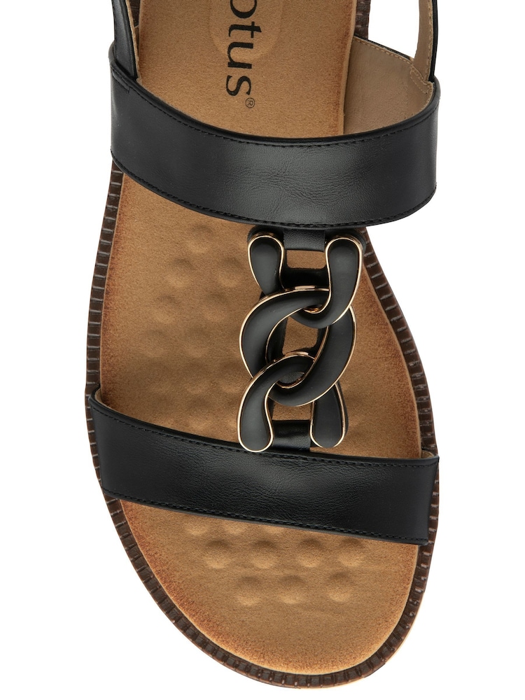 Lotus Black Low Wedges Sandals - Image 4 of 4