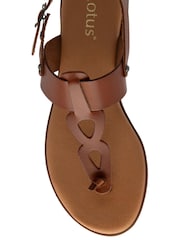 Lotus Brown Toe Thong Low Heel Sandals - Image 4 of 4