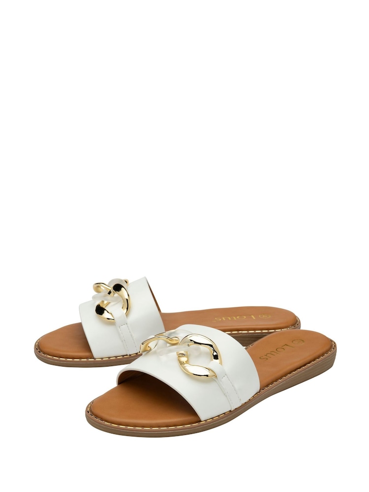Lotus White Low Heel Mules Sandals - Image 2 of 4 Lotus White Low Heel Mules Sandals - Image 2 of 4