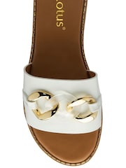 Lotus White Low Heel Mules Sandals - Image 4 of 4