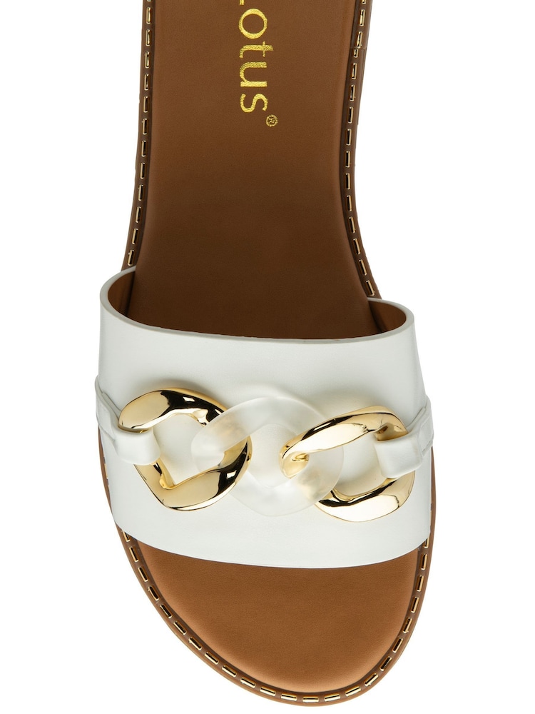 Lotus White Low Heel Mules Sandals - Image 4 of 4 Lotus White Low Heel Mules Sandals - Image 4 of 4