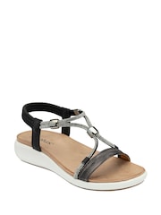 Negro - Sandalias de cuña baja de Lotus - Imagen 1 de 4