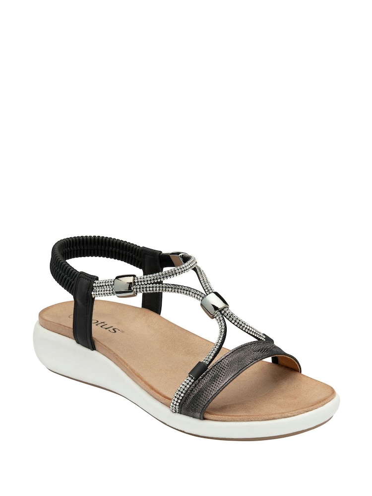 Negro - Sandalias de cuña baja de Lotus - Imagen 1 de 4