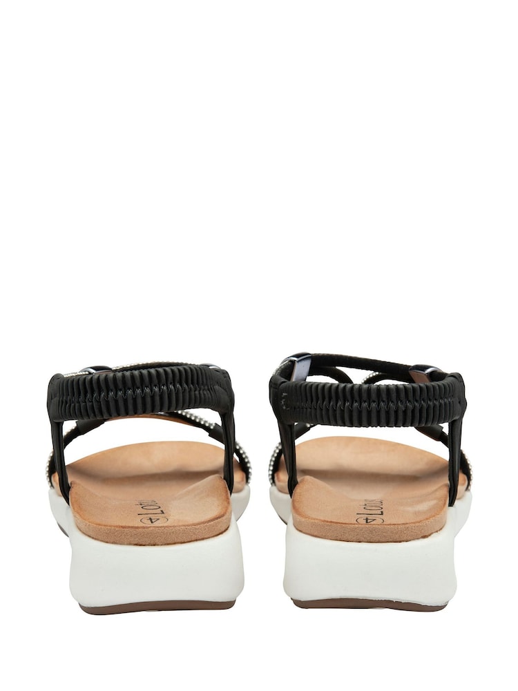 Lotus Black Low Wedges Sandals - Image 3 of 4