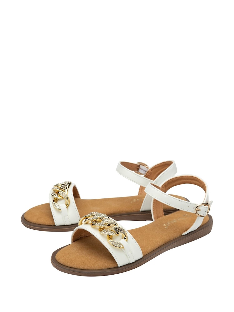Lotus White Flat Casual Sandals - Image 2 of 4