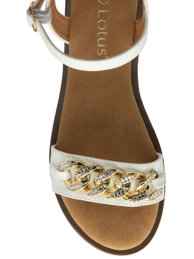 Lotus White Flat Casual Sandals - Image 4 of 4