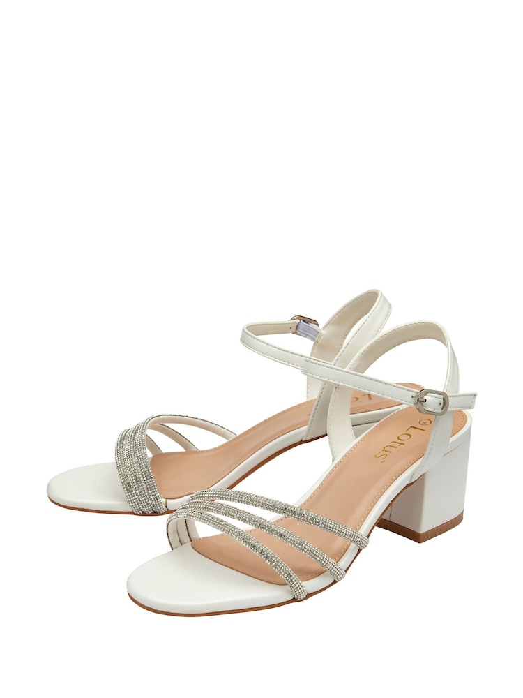 Lotus White Heeled Occasion Sandals - Image 2 of 4