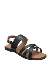 Lotus Black Low Heel Multi Strap Sandals - Image 1 of 4