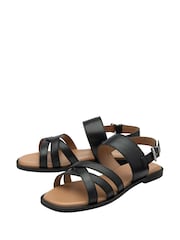 Lotus Black Low Heel Multi Strap Sandals - Image 2 of 4