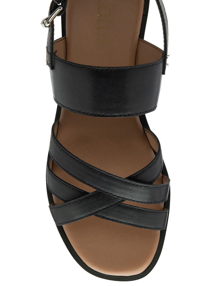 Lotus Black Low Heel Multi Strap Sandals - Image 4 of 4