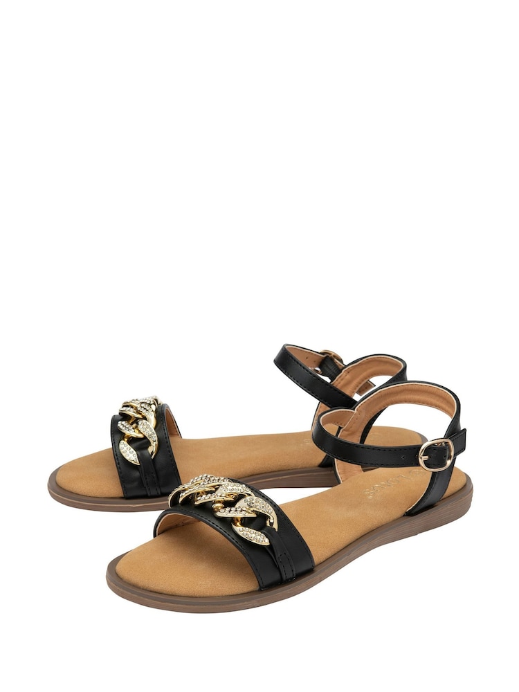 أسود - Lotus Flat Casual Sandals - صورة 2 من 4 أسود - Lotus Flat Casual Sandals - صورة 2 من 4