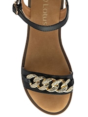 Lotus Black Flat Casual Sandals - Image 3 of 4
