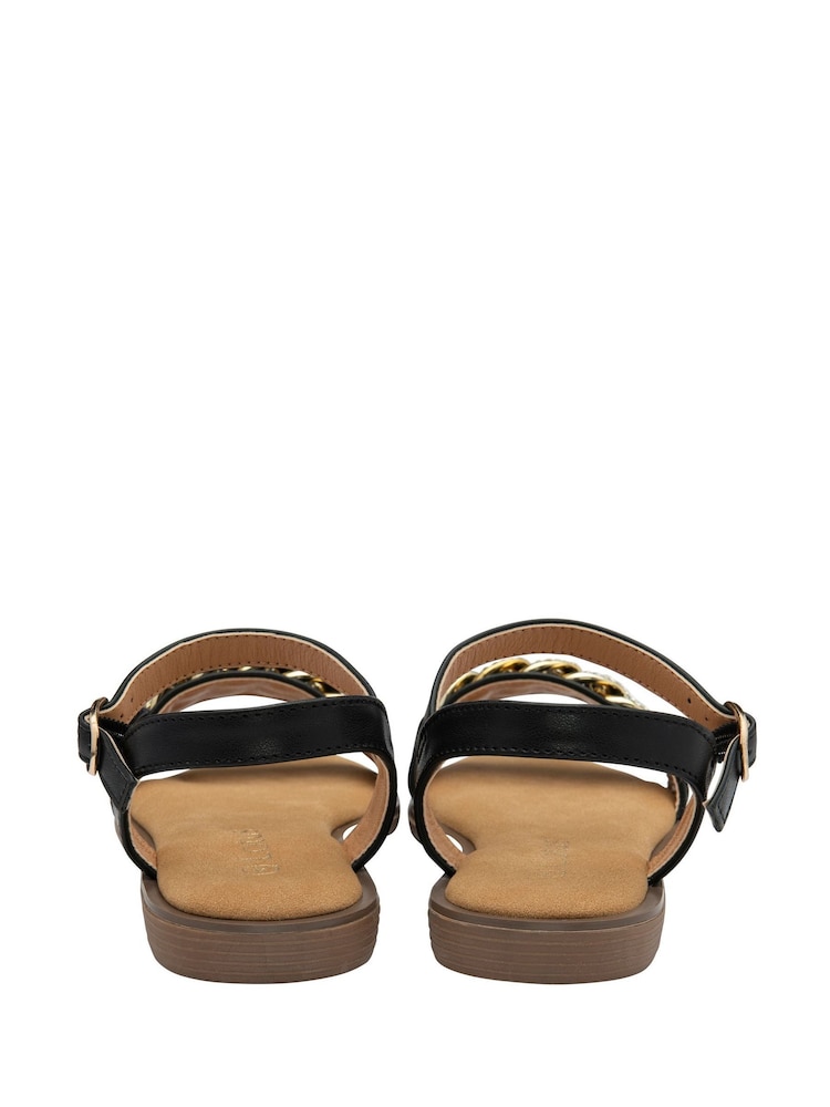 Lotus Black Flat Casual Sandals - Image 4 of 4
