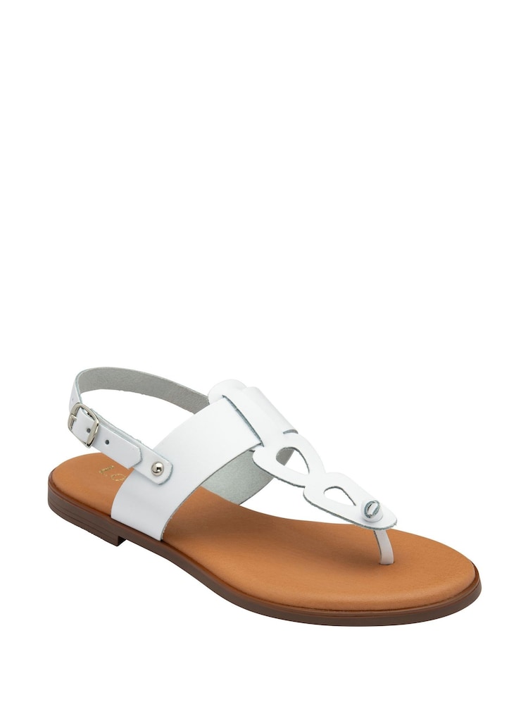 Lotus White Toe Thong Low Heel Sandals - Image 1 of 4