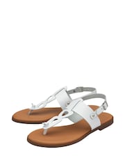Lotus White Toe Thong Low Heel Sandals - Image 2 of 4