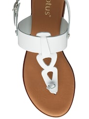 Lotus White Toe Thong Low Heel Sandals - Image 4 of 4