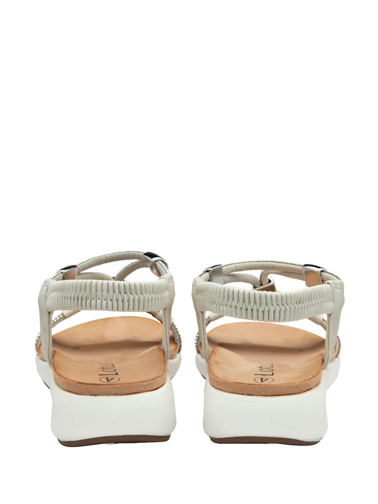 Lotus White Low Wedges Sandals - Image 3 of 4