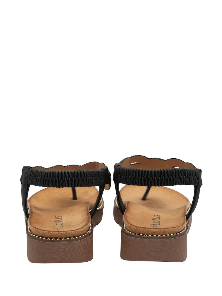 Lotus Black Toe Thong Wedge Sandals - Image 3 of 4