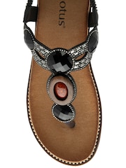 Negro - Lotus Toe Thong Wedge Sandals - Imagen 4 de 4