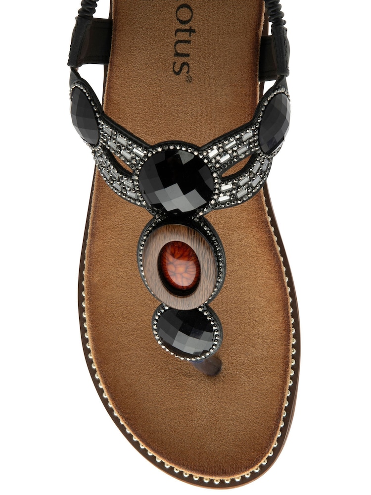 Negro - Lotus Toe Thong Wedge Sandals - Imagen 4 de 4 Negro - Lotus Toe Thong Wedge Sandals - Imagen 4 de 4