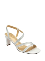 Lotus White Diamante Occasion Sandals - Image 1 of 4