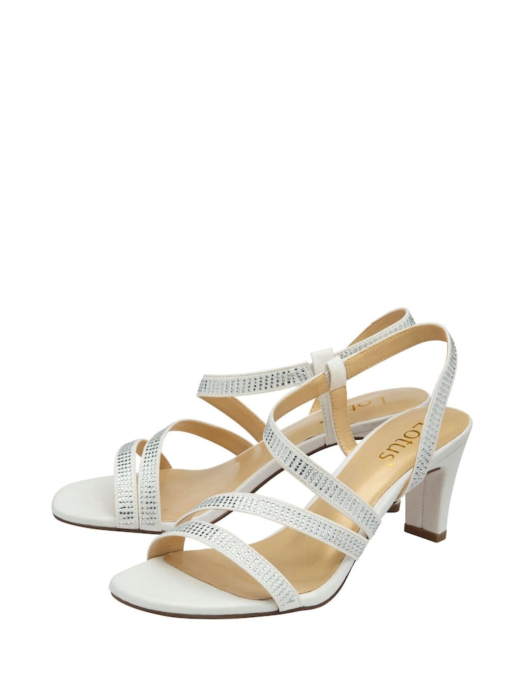 Lotus White Diamante Occasion Sandals - Image 2 of 4
