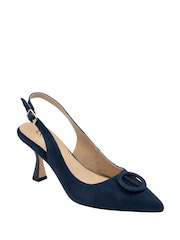 Lotus Blue Slingback Suede Court Shoes - Image 1 of 4