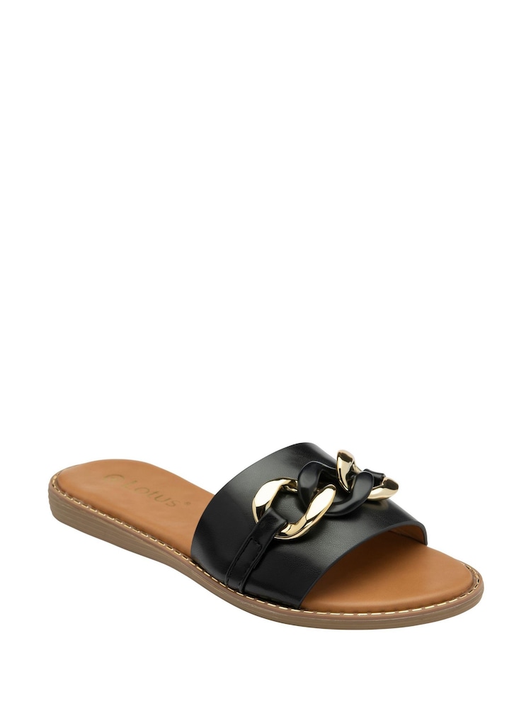 Lotus Black Low Heel Mules Sandals - Image 1 of 4 Lotus Black Low Heel Mules Sandals - Image 1 of 4