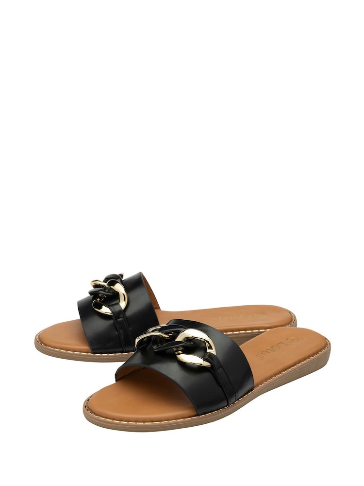 Lotus Black Low Heel Mules Sandals - Image 2 of 4 Lotus Black Low Heel Mules Sandals - Image 2 of 4