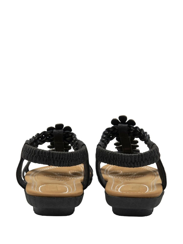 Lotus Black Flat Casual Sandals - Image 3 of 4