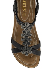 Lotus Black Flat Casual Sandals - Image 4 of 4