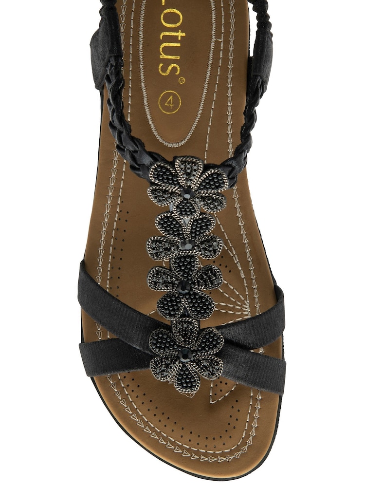 Lotus Black Flat Casual Sandals - Image 4 of 4