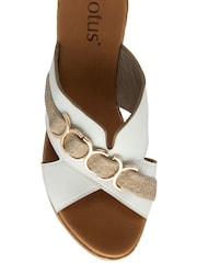 Lotus White High Wedge Mule Sandals - Image 4 of 4