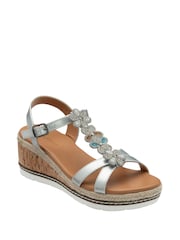 Lotus Silver Wedge Casual Sandals - Image 1 of 4