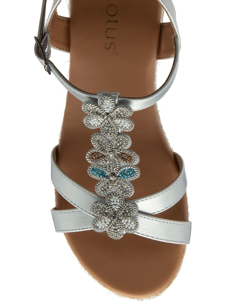 Lotus Silver Wedge Casual Sandals - Image 4 of 4