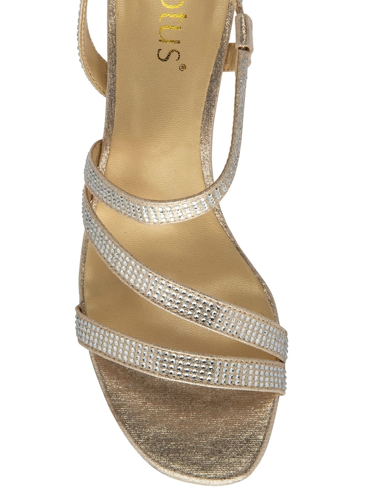 Lotus Gold Diamante Occasion Sandals - Image 4 of 4