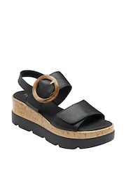 Lotus Black Wedges Platform Sandals - Image 1 of 4
